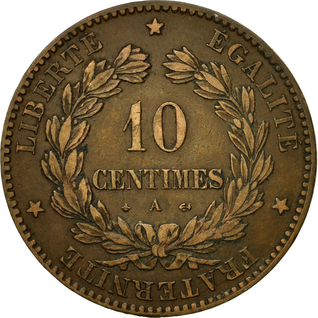 Coin, France, Cérès, 10 Centimes, 1879, Paris, AU(50-53), Bronze, KM:815.1
