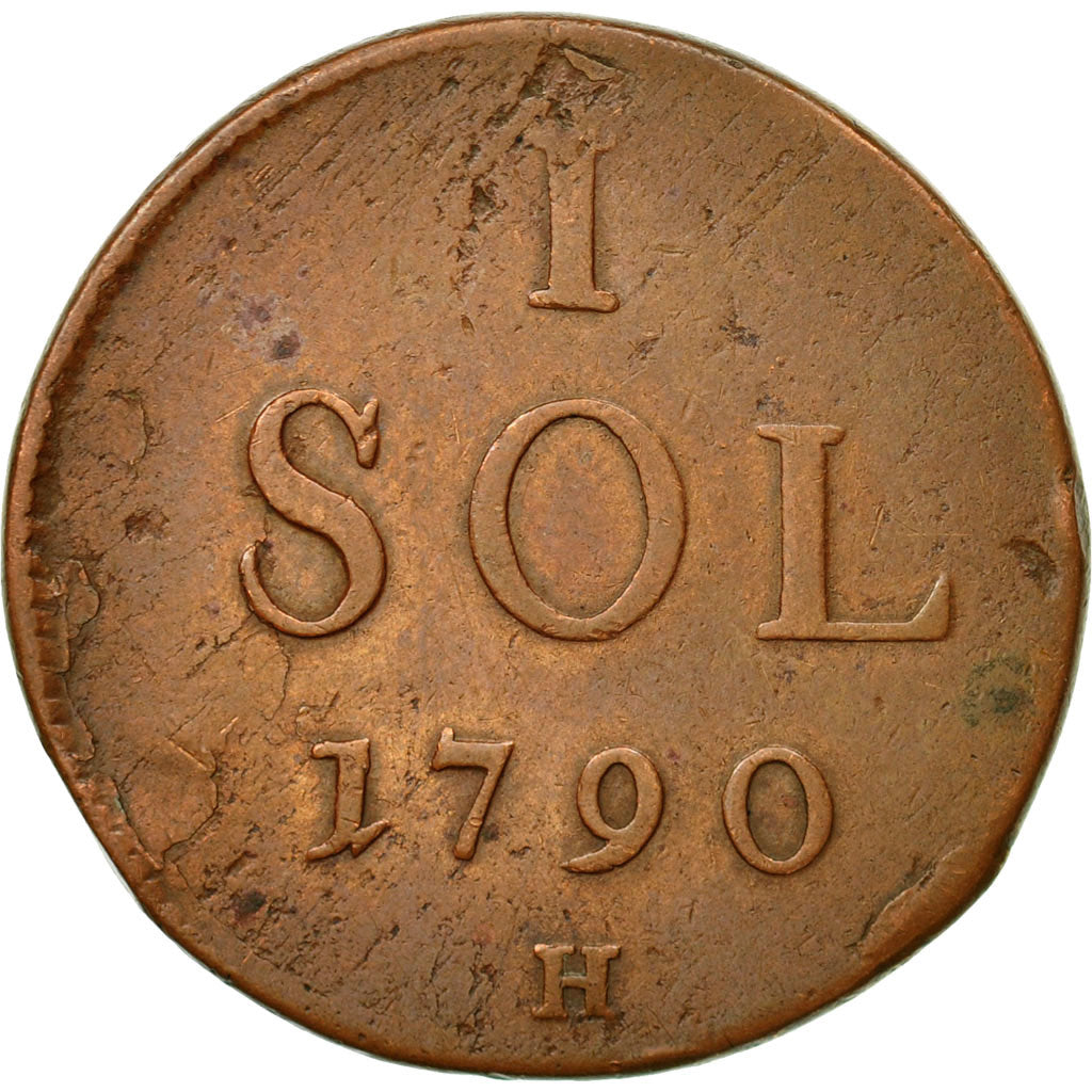 Moneta, Lussemburgo, Leopold II, Sol, 1790, G, MB+, Rame, KM:15