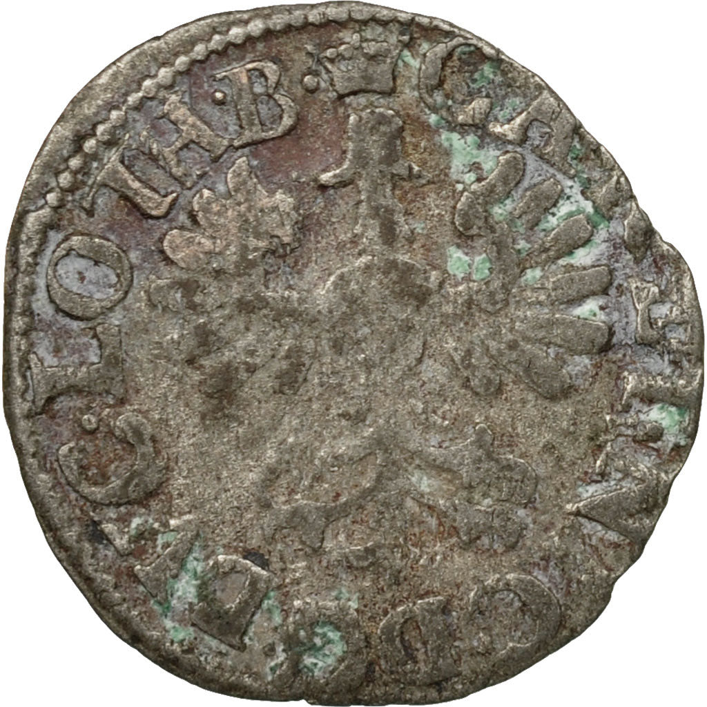 Moneta, Francja, Charles IV, Denarius, Nancy, VF(20-25), Bilon, Boudeau:1556