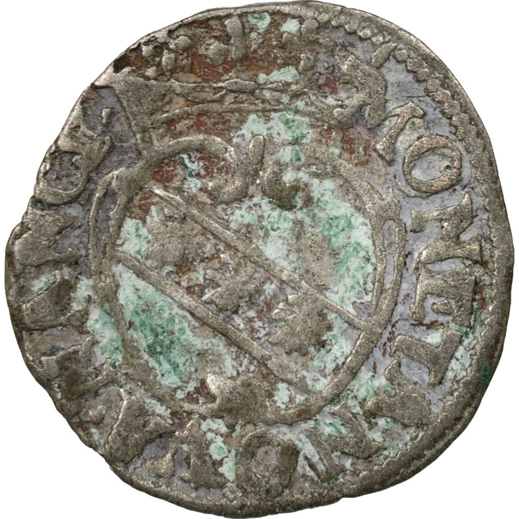 Moneta, Francja, Charles IV, Denarius, Nancy, VF(20-25), Bilon, Boudeau:1556