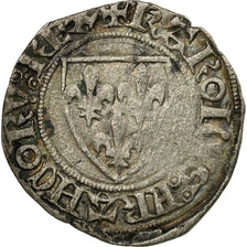 Monnaie, France, Charles VI, Blanc Guénar, Châlons-Sur-Marne, TB+, Argent