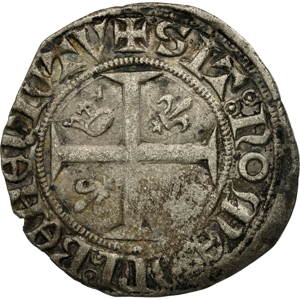 Monnaie, France, Charles VI, Blanc Guénar, Châlons-Sur-Marne, TB+, Argent