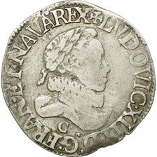 Coin, France, Louis XIII, 1/2 Franc, 1615, Saint Lô, VF(20-25), Silver