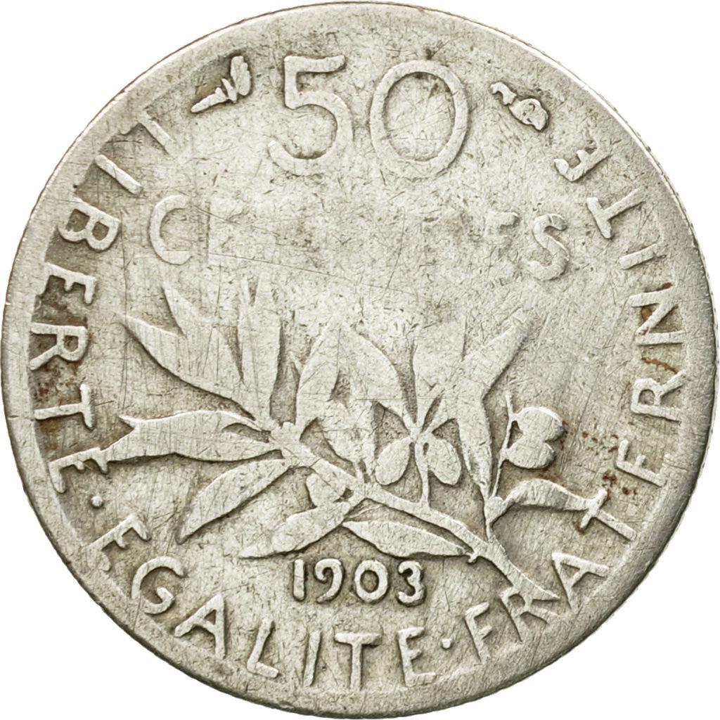 Coin, France, Semeuse, 50 Centimes, 1903, Paris, F(12-15), Silver, KM:854