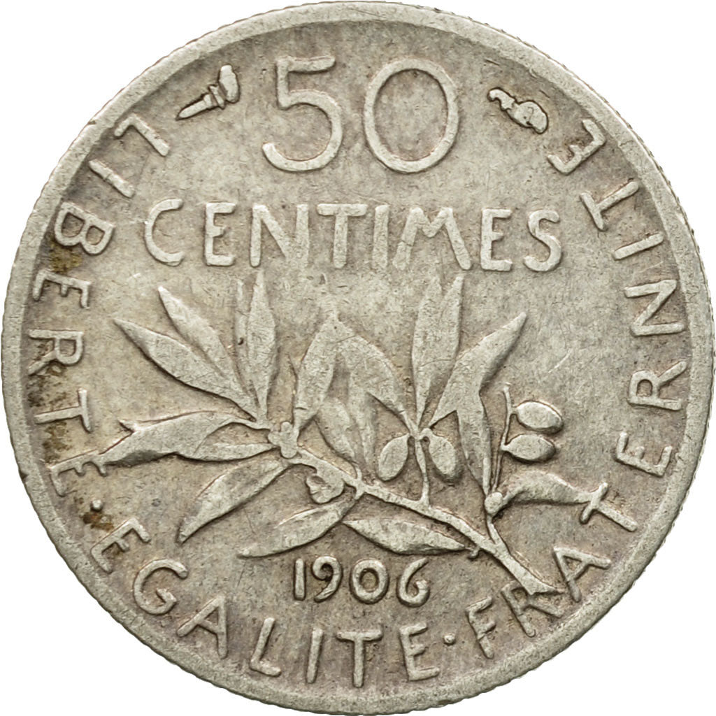 Münze, Frankreich, Semeuse, 50 Centimes, 1906, Paris, S+, Silber, KM:854