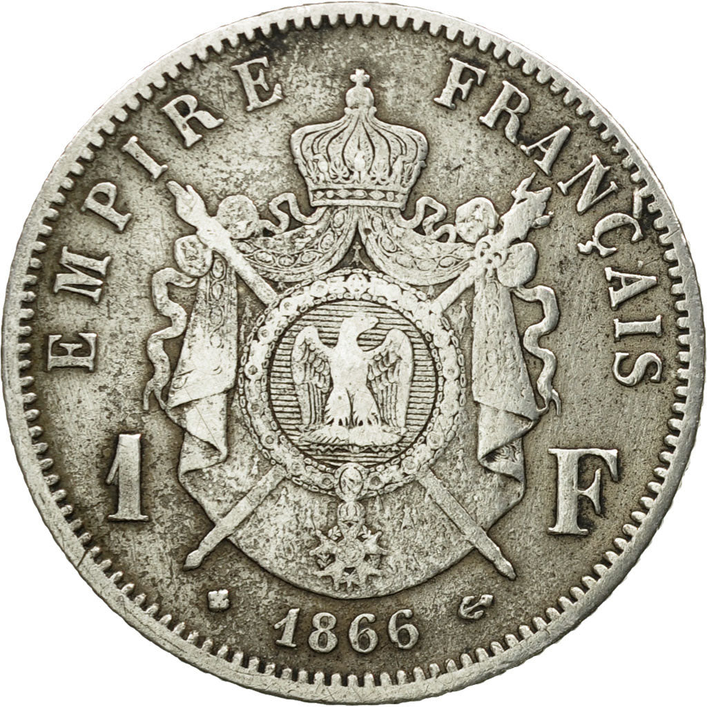 Coin, France, Napoleon III, Napoléon III, Franc, 1866, Strasbourg, EF(40-45)
