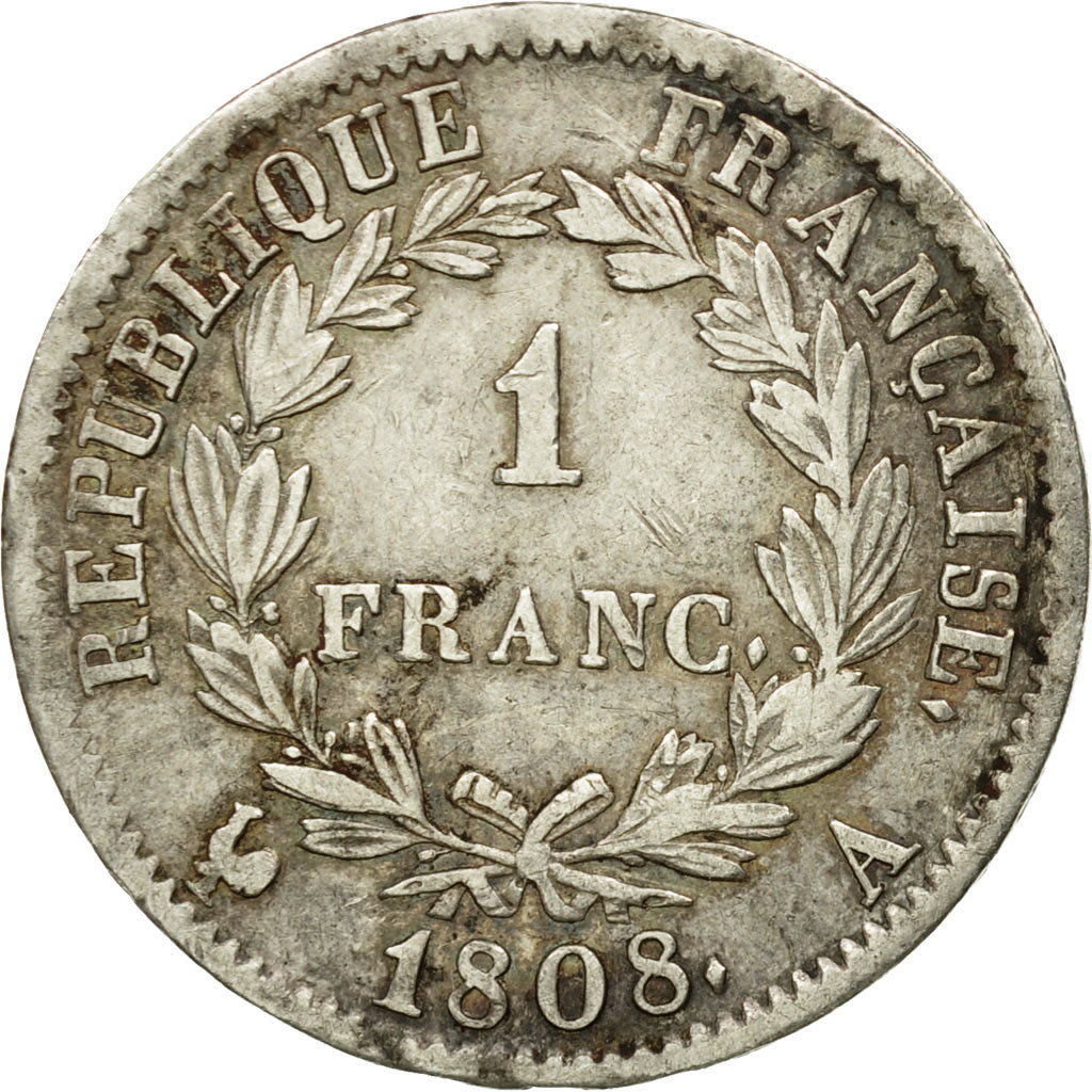 Coin, France, Napoléon I, Franc, 1808, Paris, VF(30-35), Silver, KM:682.1