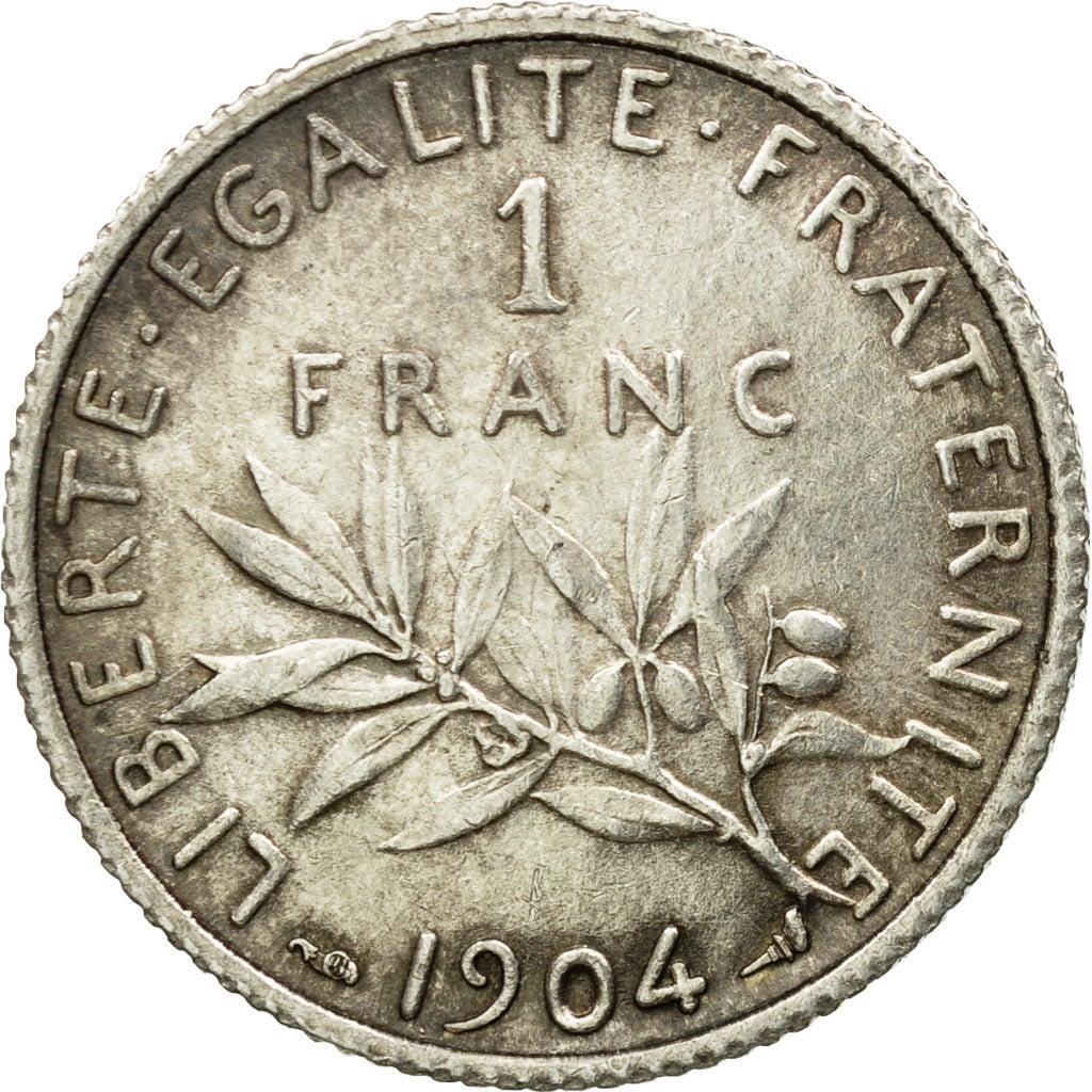 Coin, France, Semeuse, Franc, 1904, Paris, AU(50-53), Silver, KM:844.1