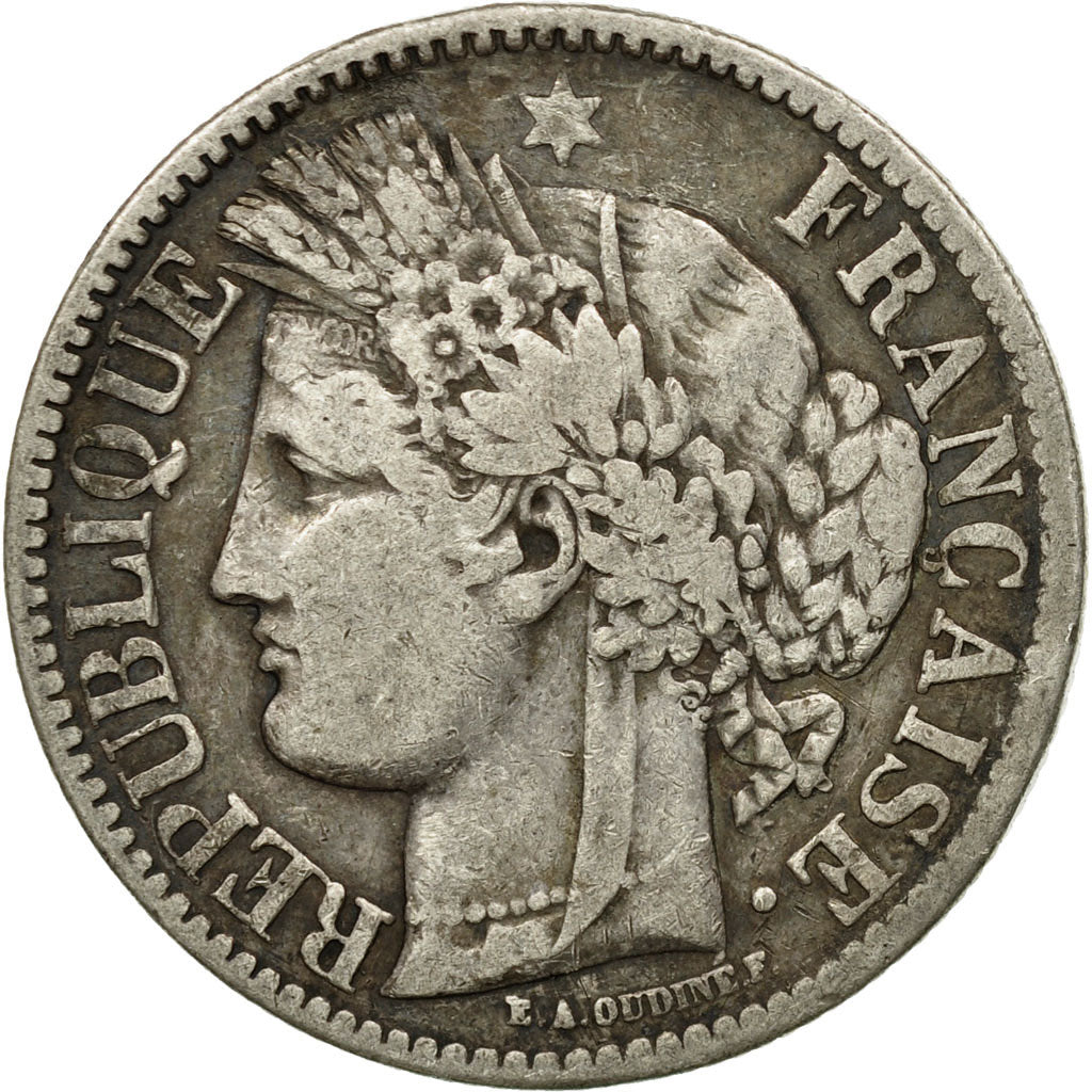 Monnaie, France, Cérès, 2 Francs, 1871, Bordeaux, TTB, Argent, Gadoury:529