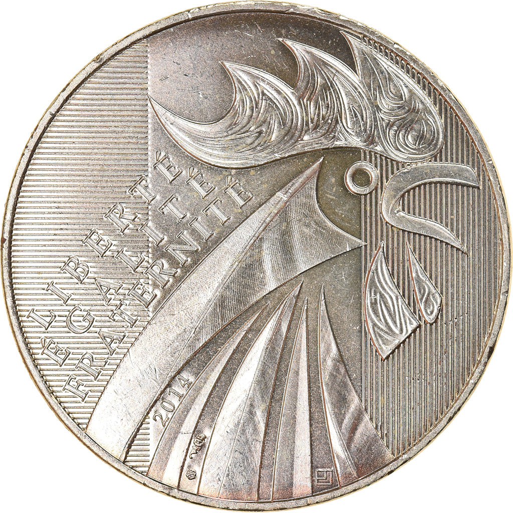 France, 10 Euro, 2014, Coq, MS(63), Silver, Gadoury:EU656
