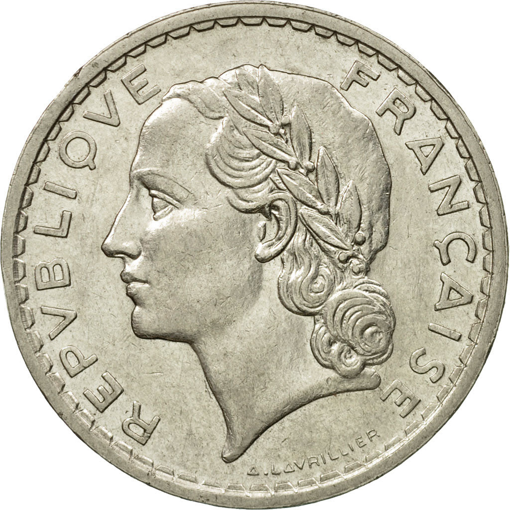 Coin, France, Lavrillier, 5 Francs, 1937, Paris, AU(50-53), Nickel, KM:888