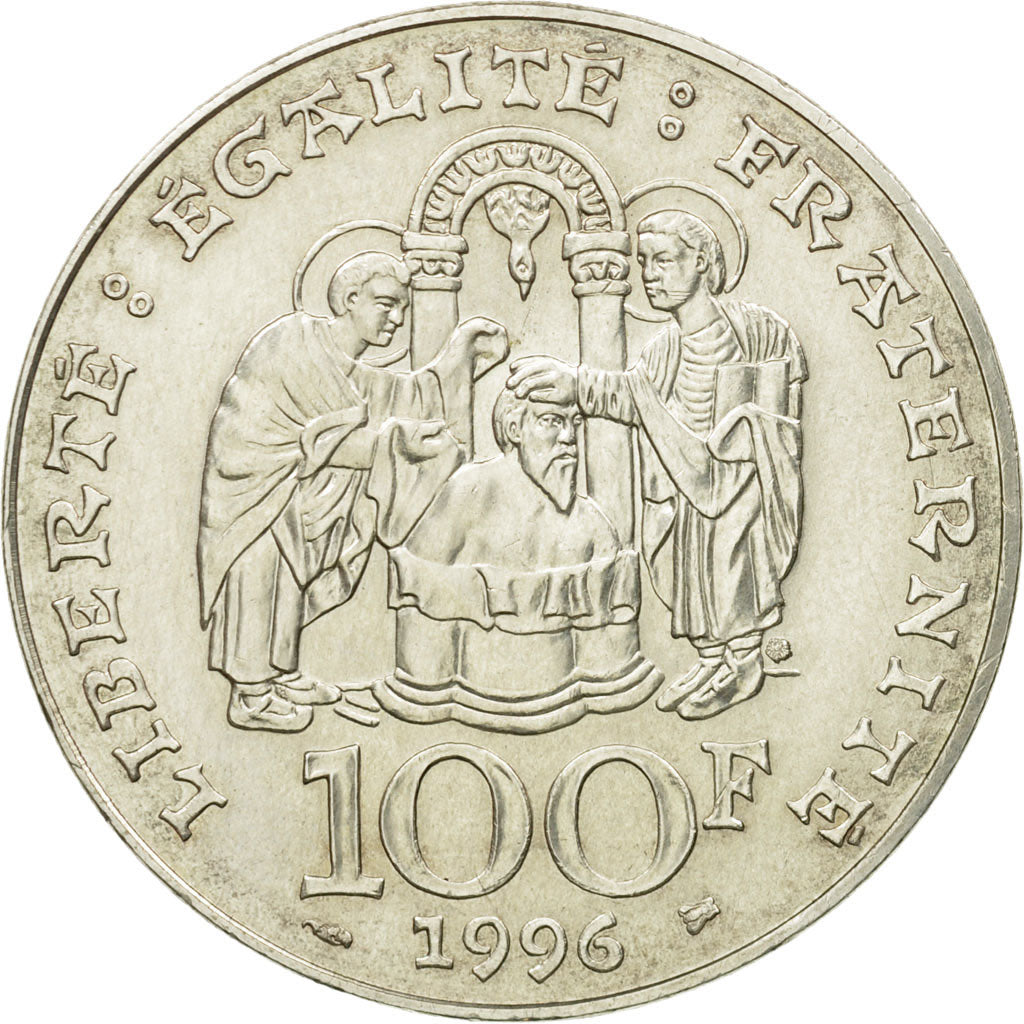 Coin, France, Clovis, 100 Francs, 1996, Paris, AU(55-58), Silver, KM:1180