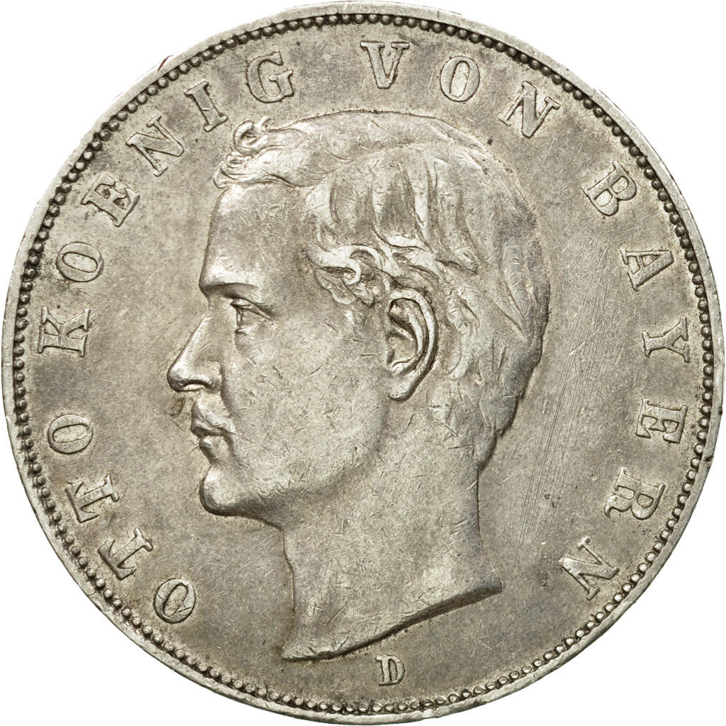 Coin, German States, BAVARIA, Otto, 3 Mark, 1912, Munich, AU(50-53), Silver
