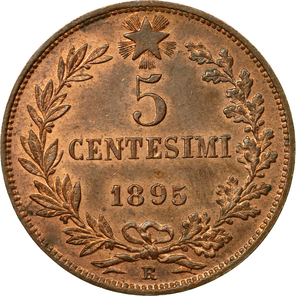 Coin, Italy, Umberto I, 5 Centesimi, 1895, Rome, MS(65-70), Copper, KM:31
