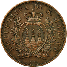 Coin, San Marino, 10 Centesimi, 1893, AU(50-53), Copper, KM:2