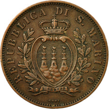 Moneda, San Marino, 10 Centesimi, 1893, MBC+, Cobre, KM:2