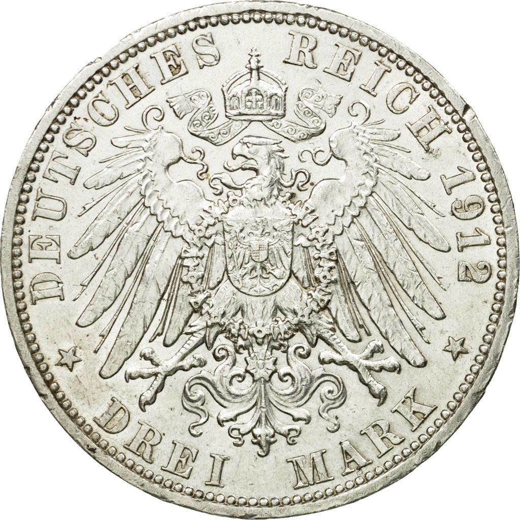 Coin, German States, PRUSSIA, Wilhelm II, 3 Mark, 1912, Berlin, EF(40-45)
