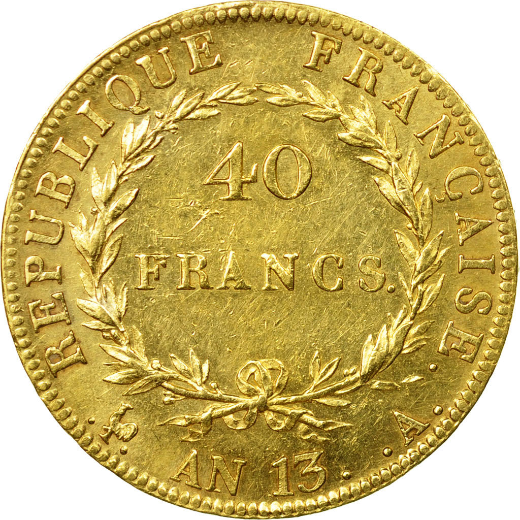 Monnaie, France, Napoléon I, 40 Francs, AN 13, Paris, TTB, Or, Gadoury:1081