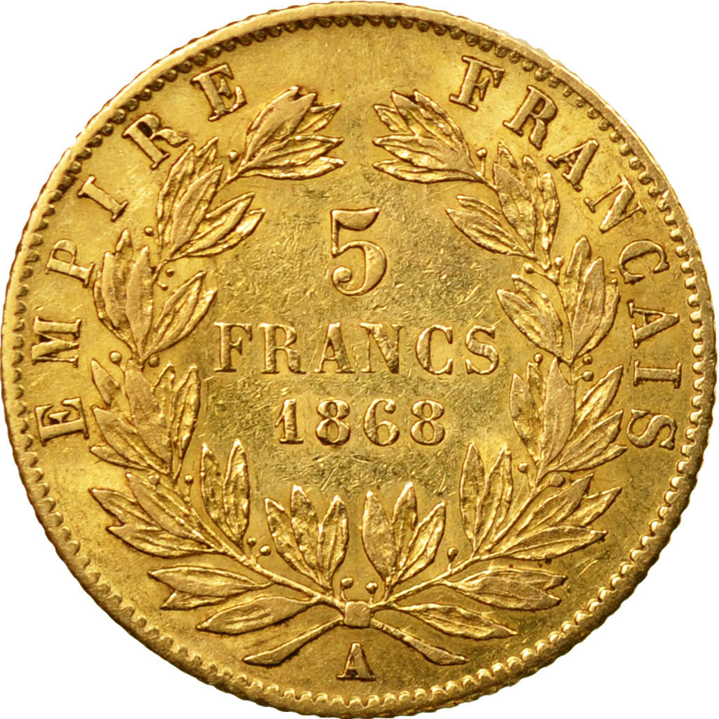 Coin, France, Napoleon III, Napoléon III, 5 Francs, 1868, Paris, EF(40-45)