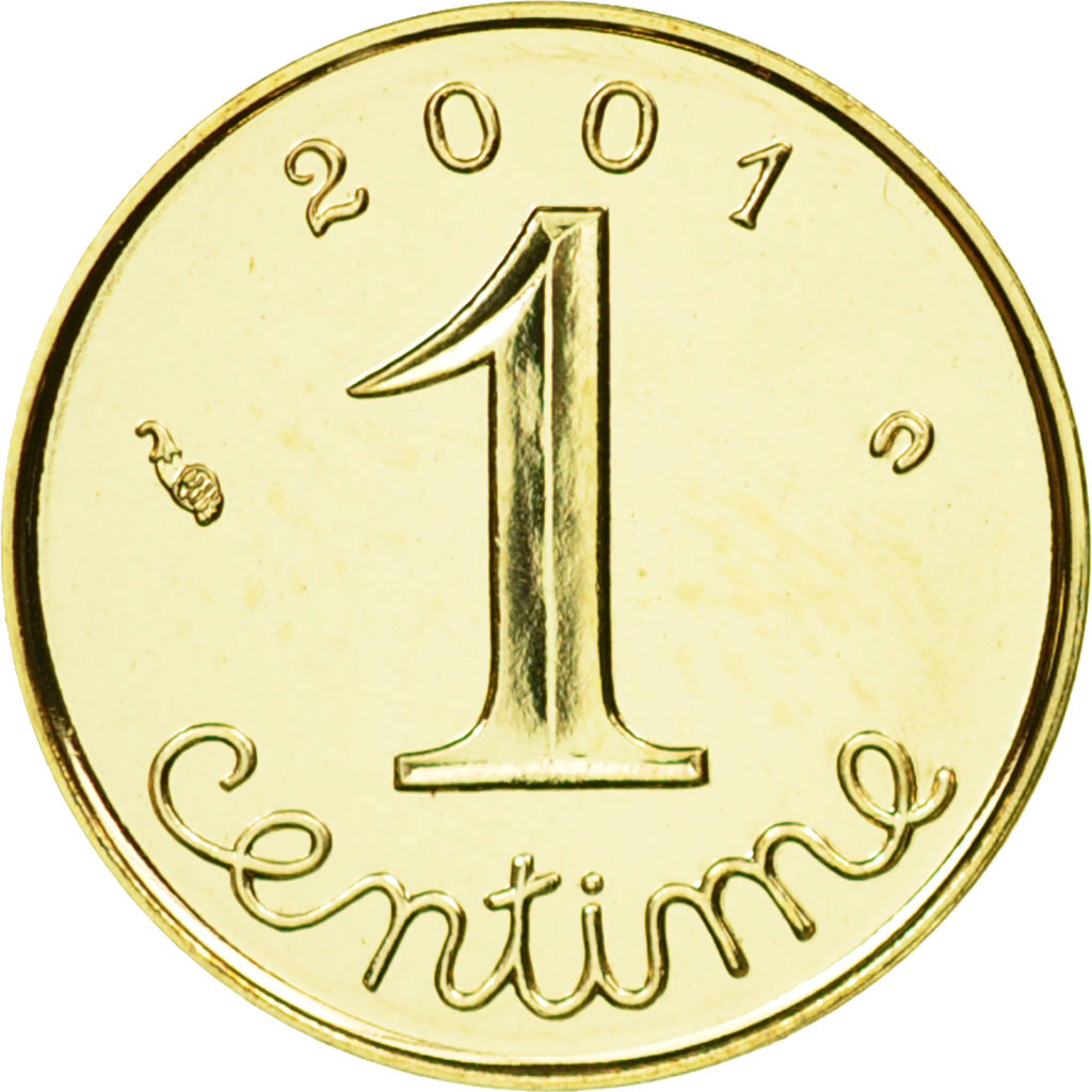 Coin, France, Épi, Centime, 2001, Paris, MS(65-70), Gold, KM:928a, Gadoury:91a