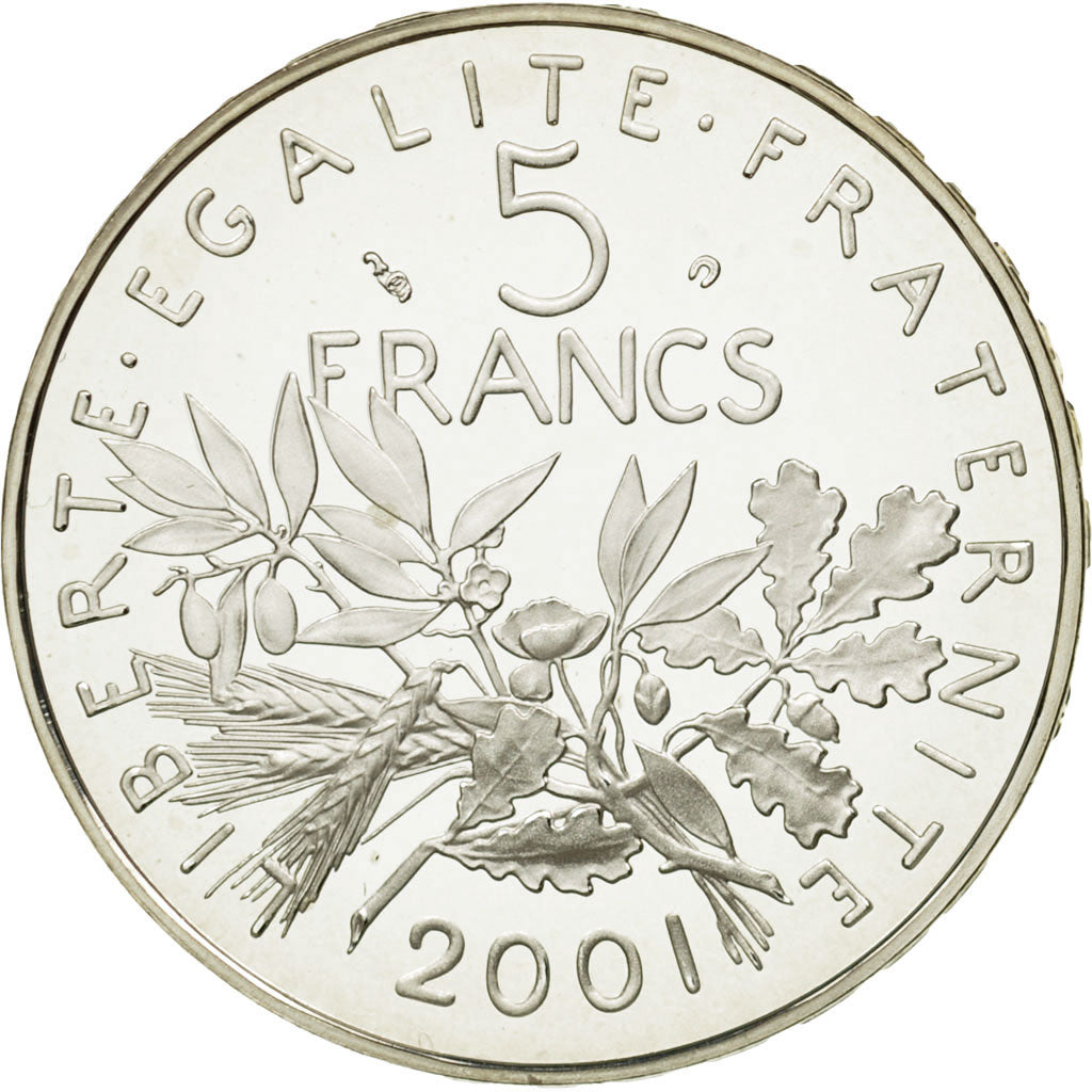 Coin, France, 5 Francs, 2001, Paris, MS(65-70), Silver, KM:1309
