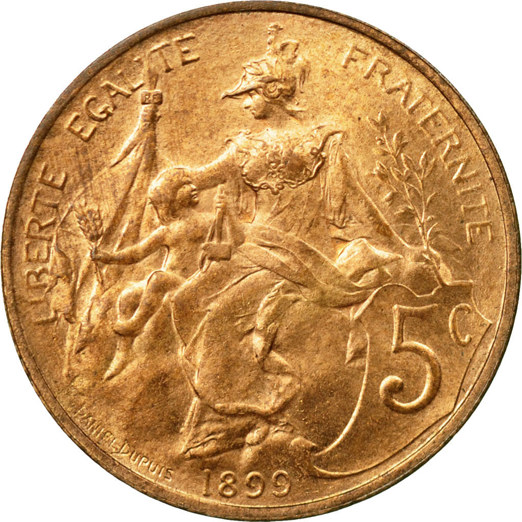 Münze, Frankreich, Dupuis, 5 Centimes, 1899, Paris, VZ+, Bronze, KM:842