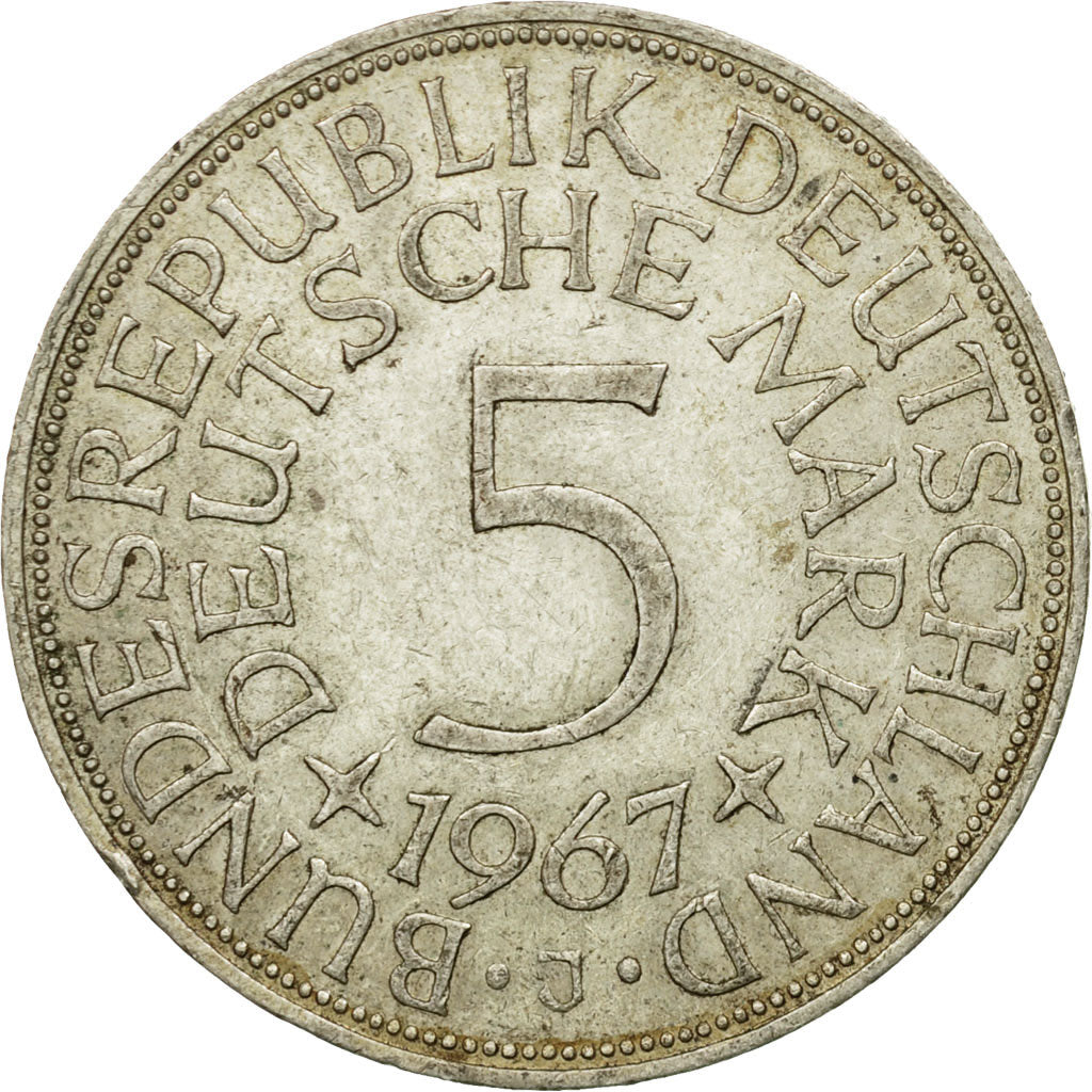 Coin, GERMANY - FEDERAL REPUBLIC, 5 Mark, 1967, Hamburg, AU(50-53), Silver