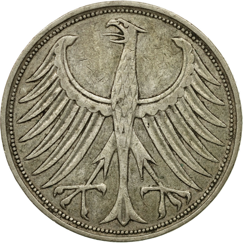 Coin, GERMANY - FEDERAL REPUBLIC, 5 Mark, 1951, Hamburg, AU(50-53), Silver