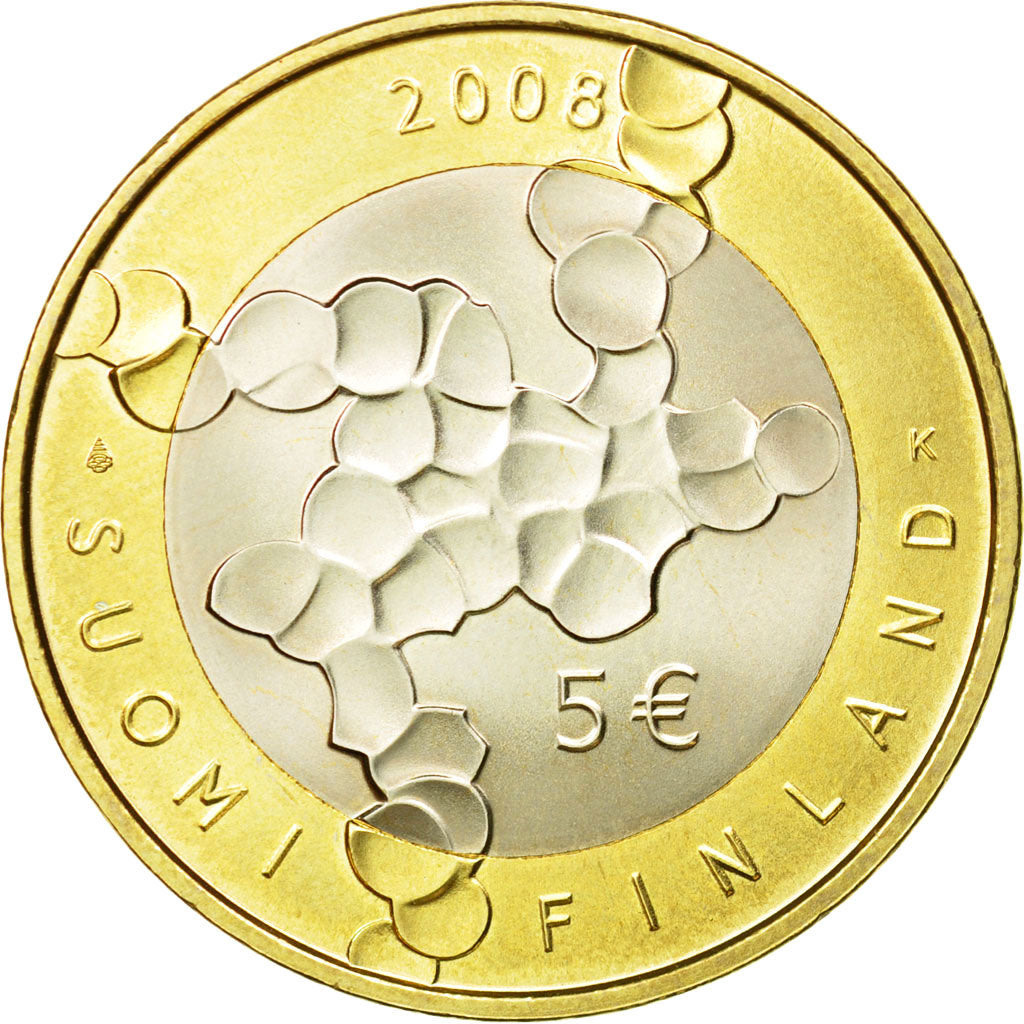 Finland, 5 Euro, 2008, MS(63), Bi-Metallic, KM:141
