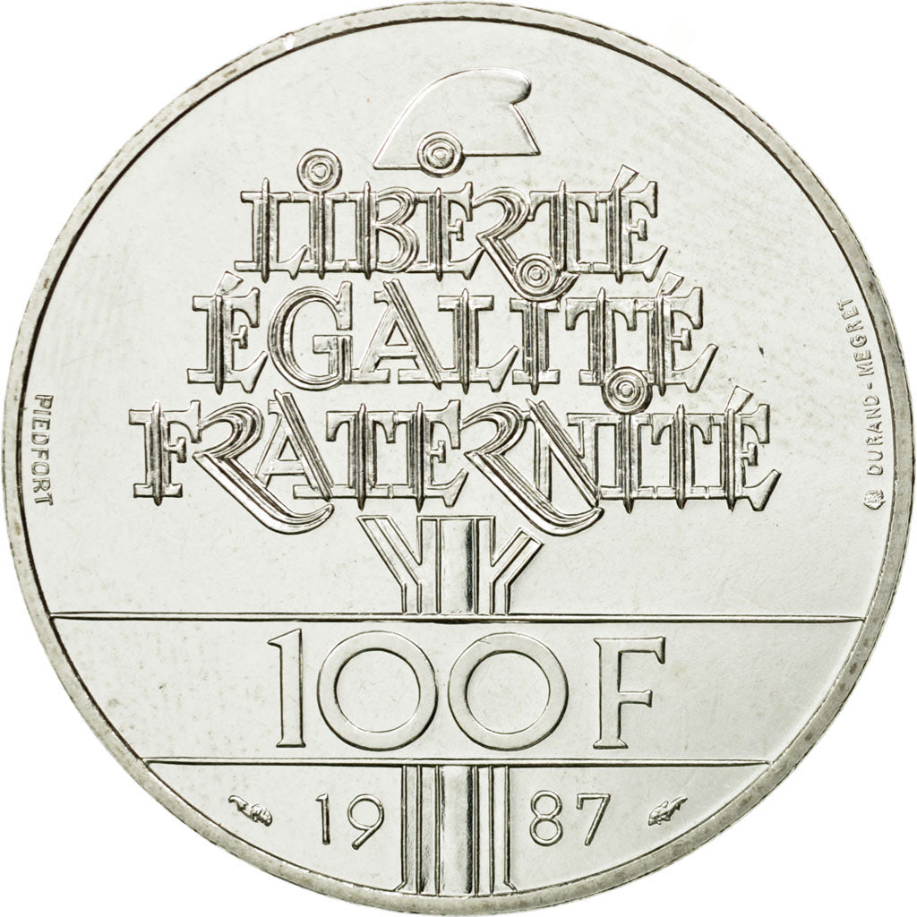 Munten, Frankrijk, 100 Francs, 1987, Paris, ZF+, Zilver, KM:P991a