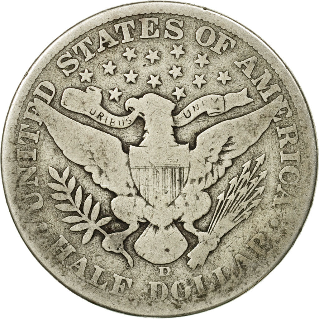 Coin, United States, Barber Half Dollar, Half Dollar, 1912, U.S. Mint, Denver