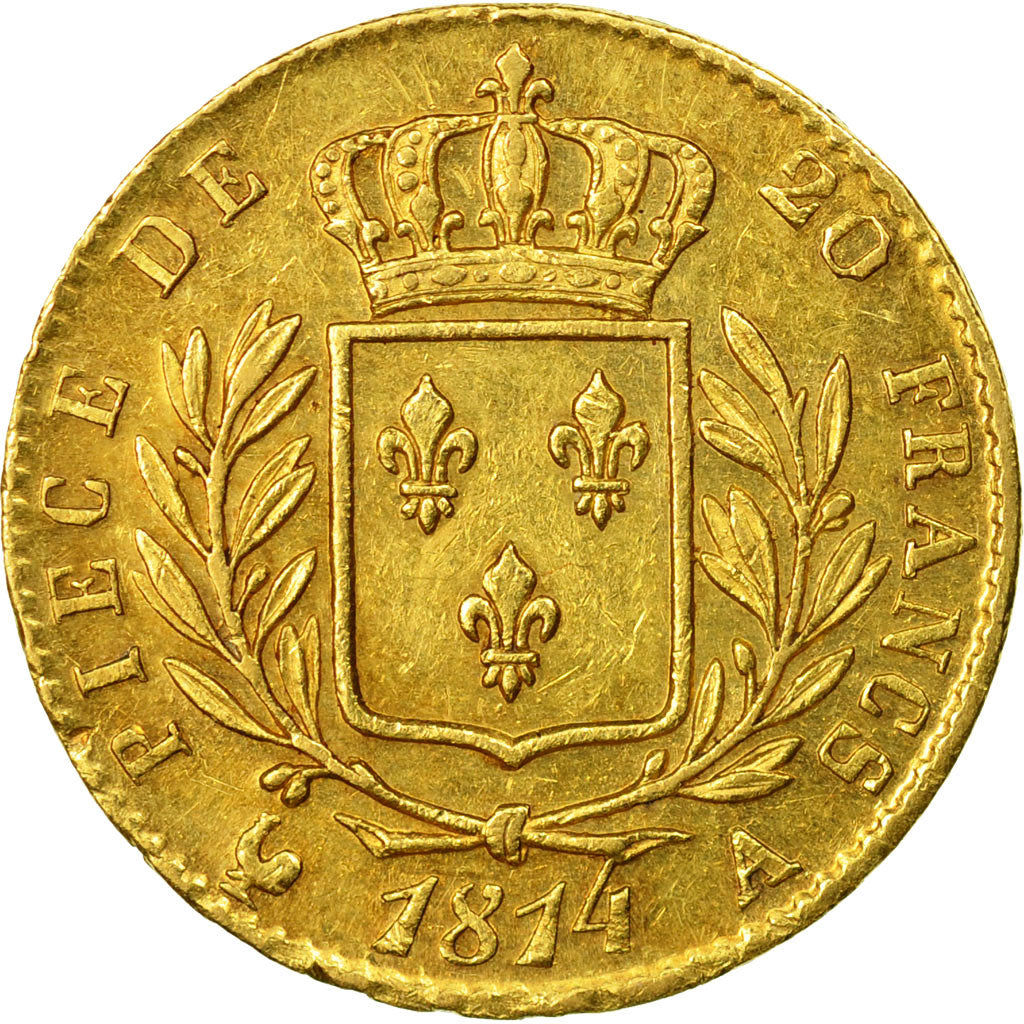 Coin, France, Louis XVIII, Louis XVIII, 20 Francs, 1814, Paris, EF(40-45), Gold