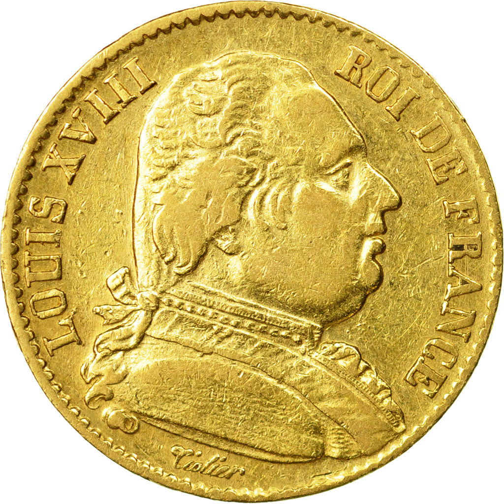 Coin, France, Louis XVIII, Louis XVIII, 20 Francs, 1814, Paris, VF(30-35), Gold
