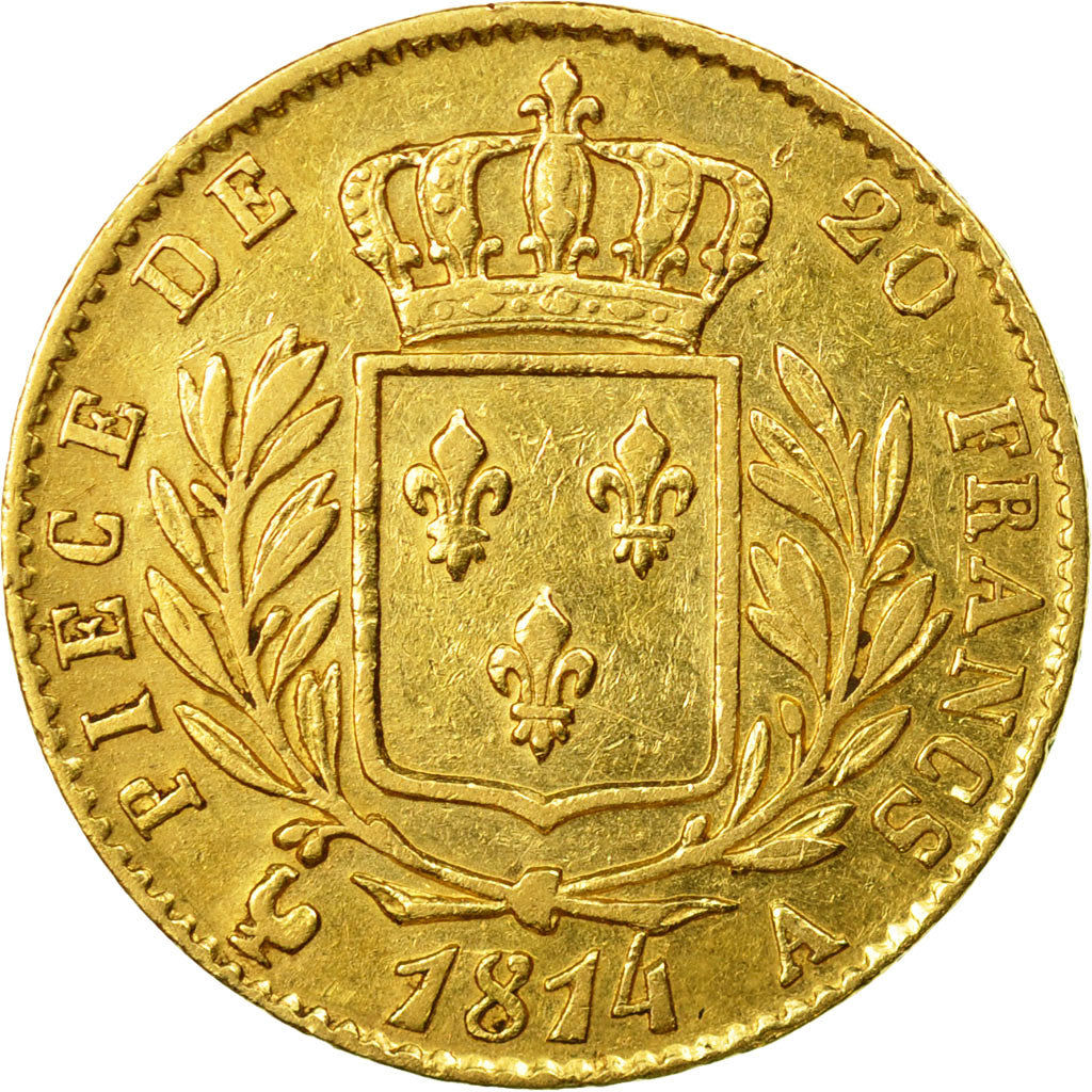 Coin, France, Louis XVIII, Louis XVIII, 20 Francs, 1814, Paris, VF(30-35), Gold