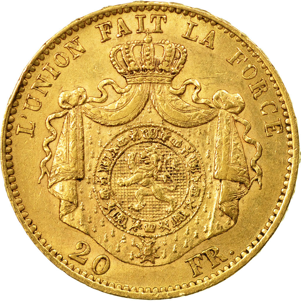 Moneta, Belgio, Leopold II, 20 Francs, 20 Frank, 1867, Brussels, BB+, Oro, KM:32