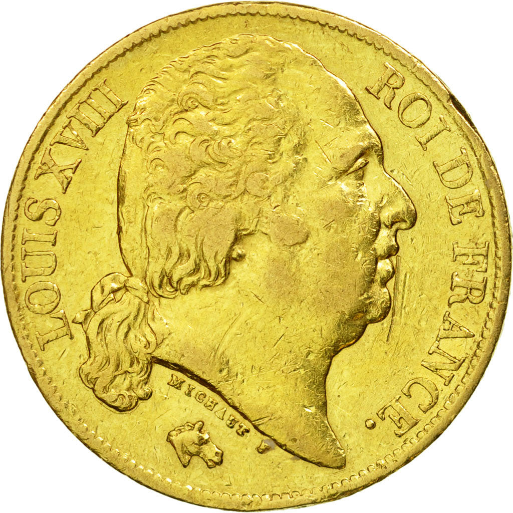 Coin, France, Louis XVIII, Louis XVIII, 20 Francs, 1817, Paris, VF(30-35), Gold