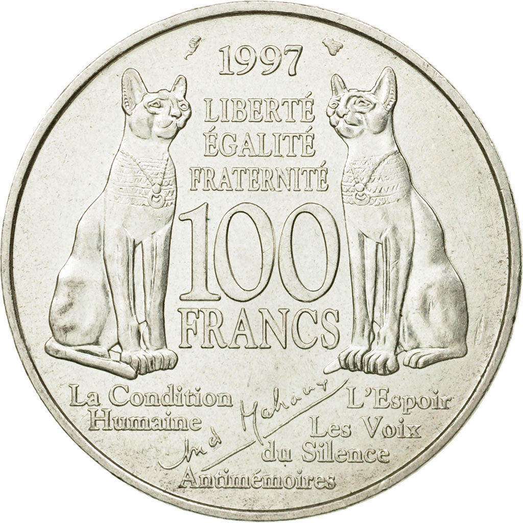 Coin, France, André Malraux, 100 Francs, 1997, Paris, AU(55-58), Silver