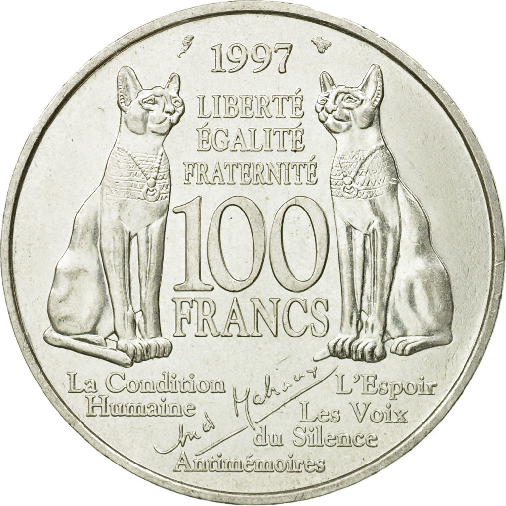 Coin, France, André Malraux, 100 Francs, 1997, Paris, AU(55-58), Silver