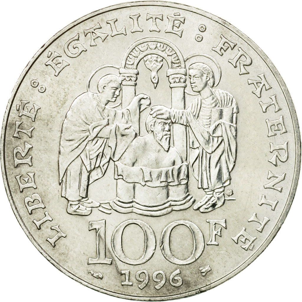 Coin, France, Clovis, 100 Francs, 1996, Paris, AU(55-58), Silver, KM:1180