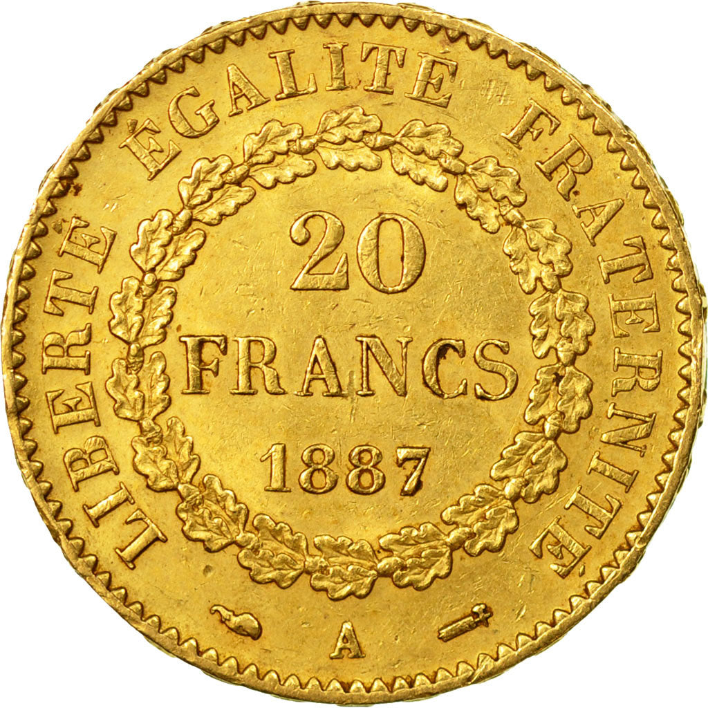 Monnaie, France, Génie, 20 Francs, 1887, Paris, TTB+, Or, Gadoury:1063, KM:825