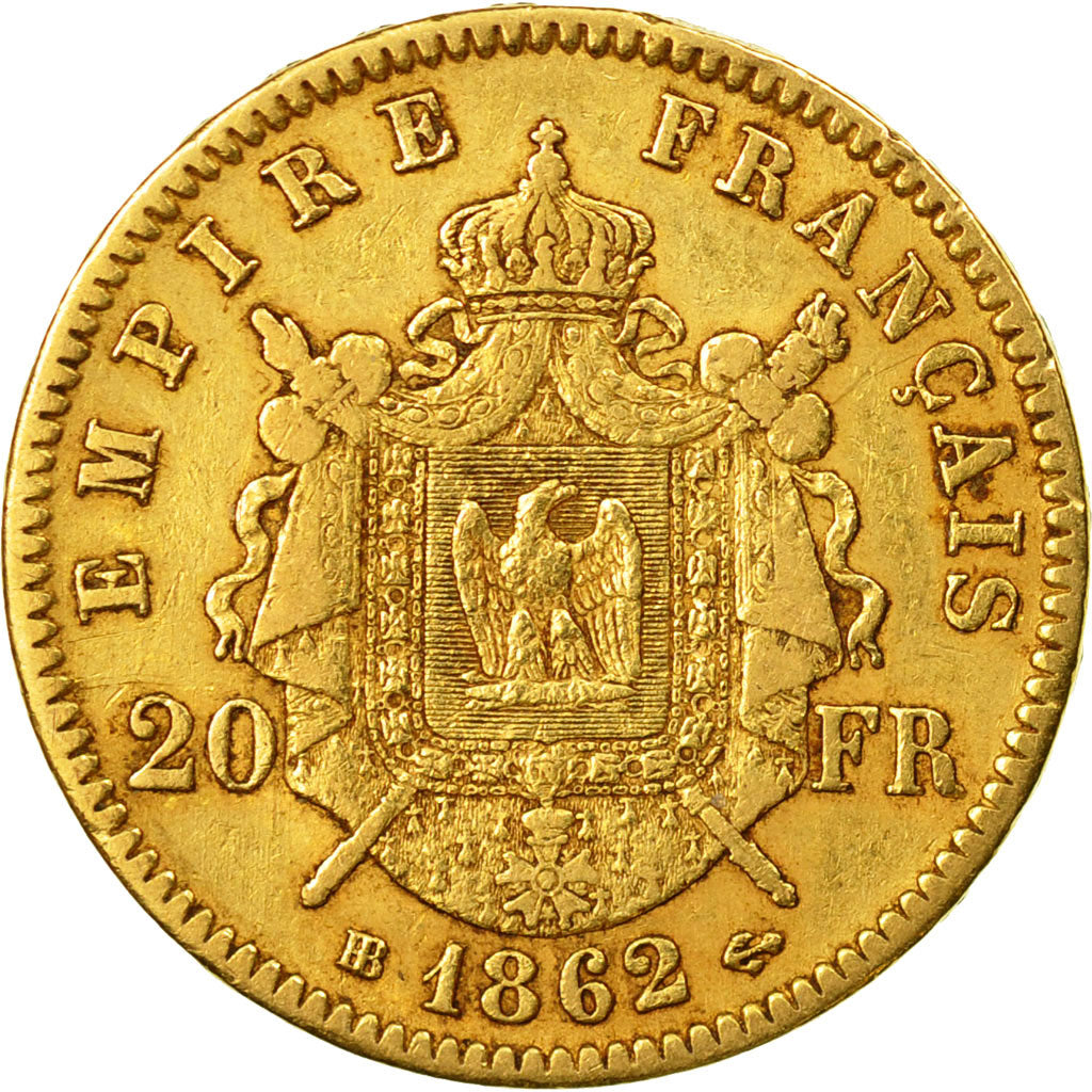 Coin, France, Napoleon III, Napoléon III, 20 Francs, 1862, Strasbourg