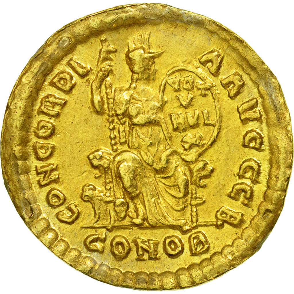 Coin, Theodosius I, Solidus, 379/395, Constantinople, VF(20-25), Gold, RIC:70c