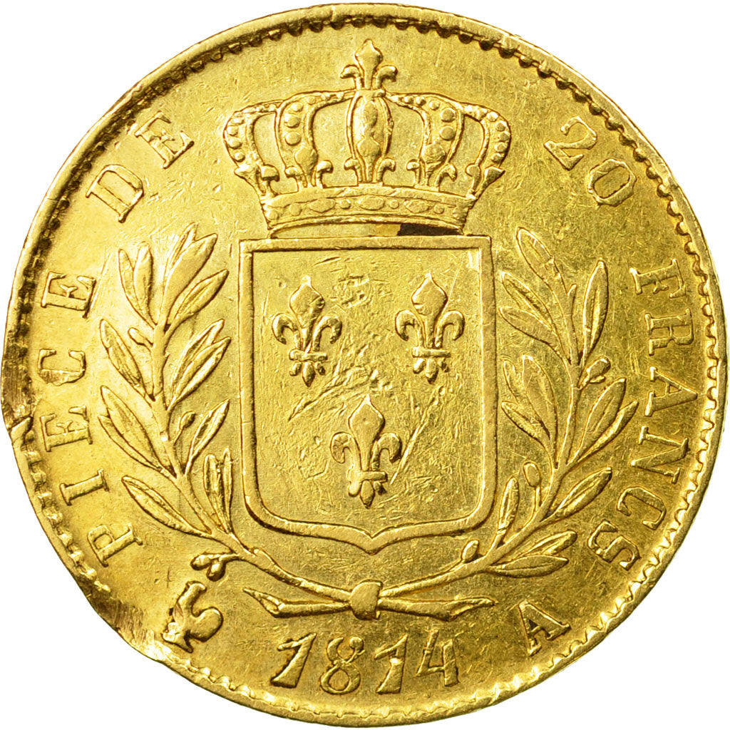 Coin, France, Louis XVIII, Louis XVIII, 20 Francs, 1814, Paris, VF(20-25), Gold