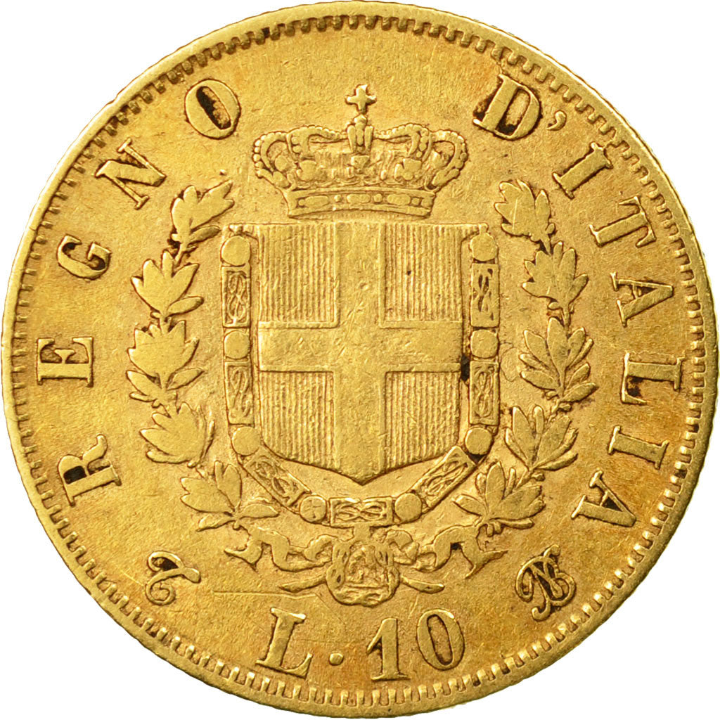 Coin, Italy, Vittorio Emanuele II, 10 Lire, 1863, Torino, EF(40-45), Gold