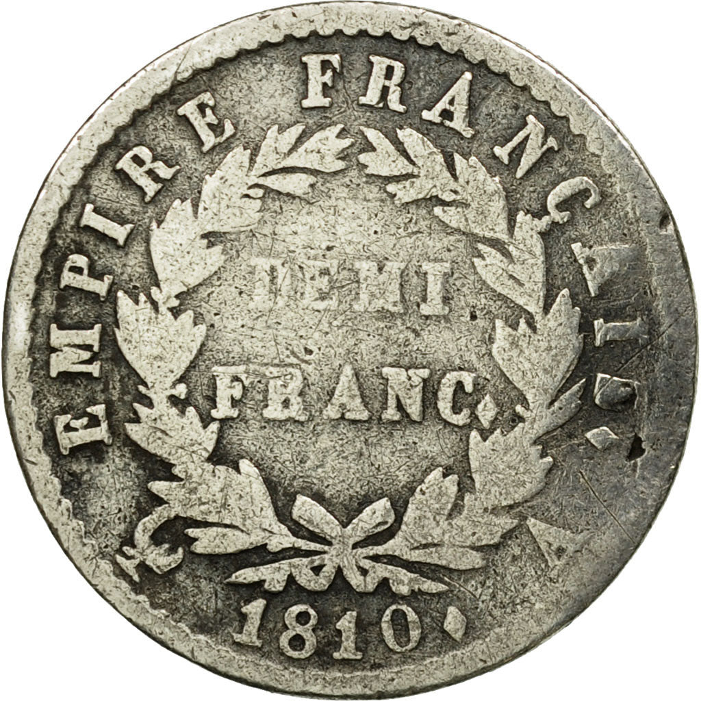 Coin, France, Napoléon I, 1/2 Franc, 1810, Paris, F(12-15), Silver, KM:691.1