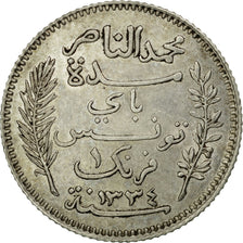 Coin, Tunisia, Muhammad al-Nasir Bey, Franc, 1915, Paris, EF(40-45), Silver