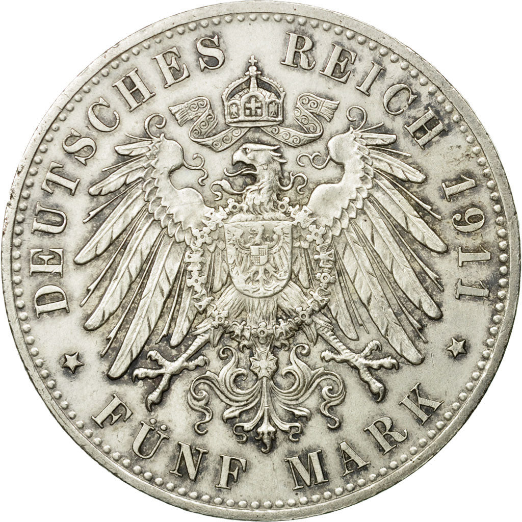 Coin, German States, BAVARIA, Otto, 5 Mark, 1911, Munich, EF(40-45), Silver