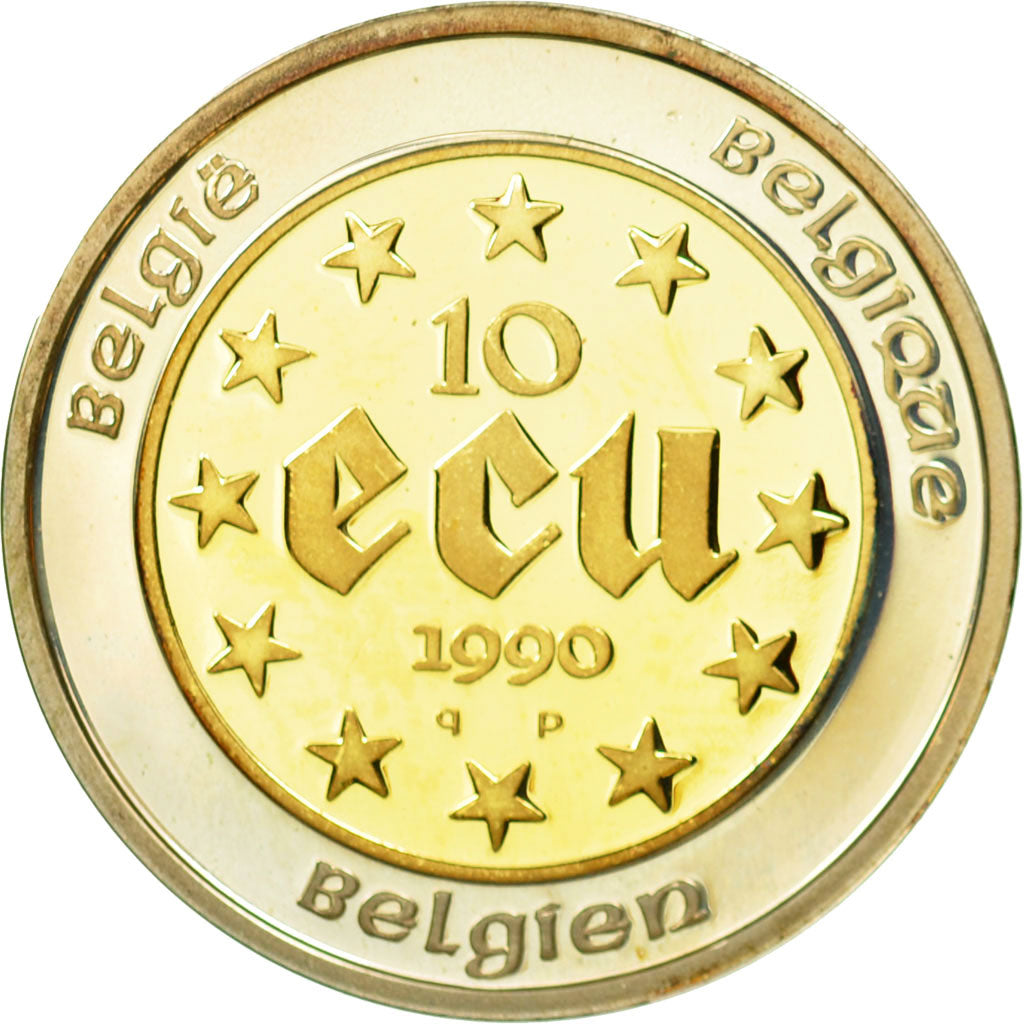Monnaie, Belgique, 10 Ecu, 1990, Bruxelles, SPL, Bi-Metallic, KM:181