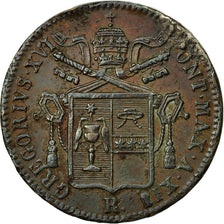 Coin, ITALIAN STATES, PAPAL STATES, Gregory XVI, Baiocco, 1843, Rome, EF(40-45)