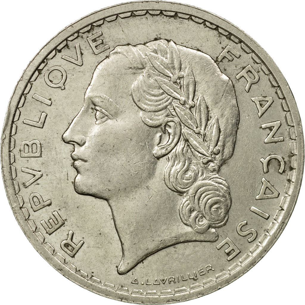 Coin, France, Lavrillier, 5 Francs, 1937, Paris, EF(40-45), Nickel, KM:888